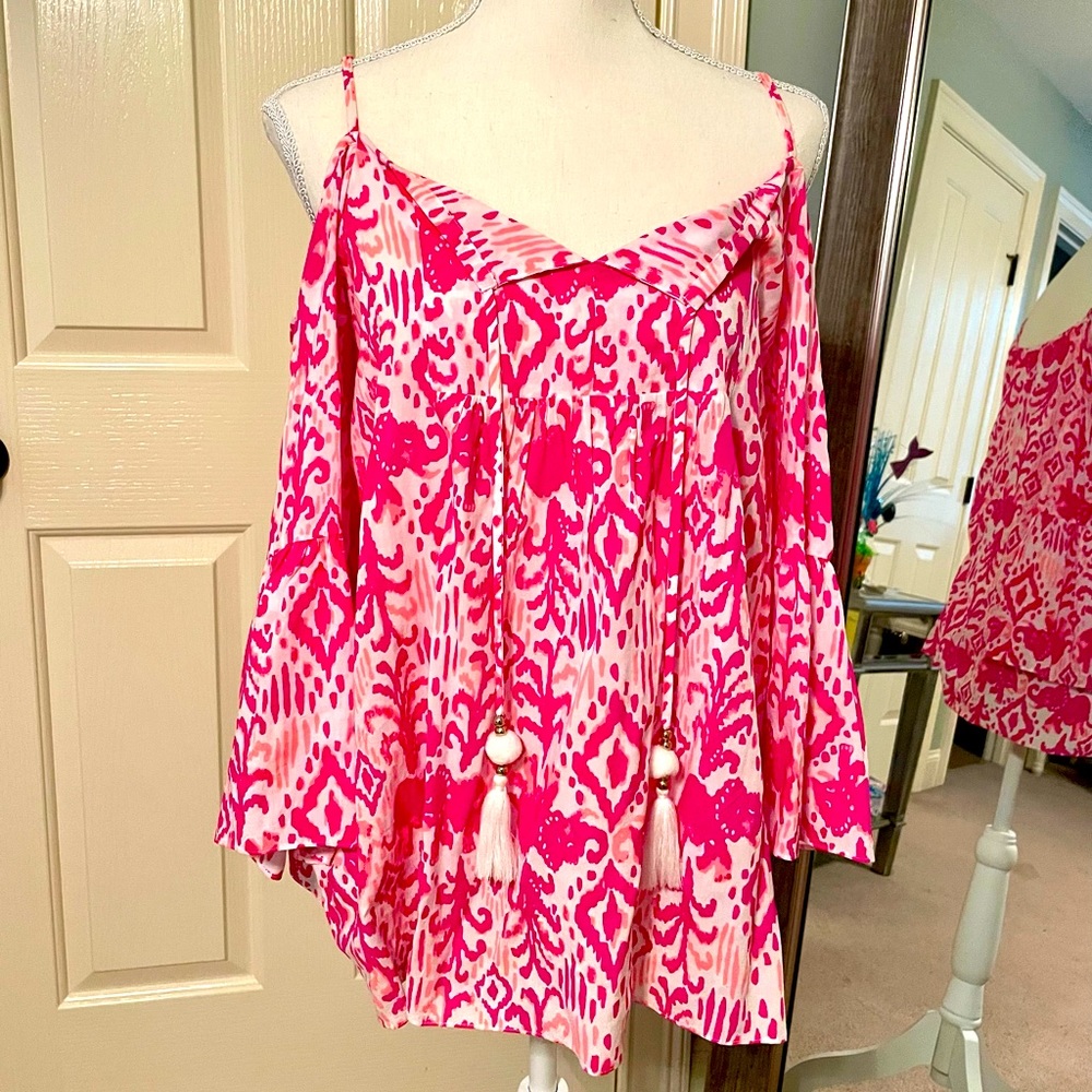 Lilly Pulitzer Cold Shoulder Spaghetti Strap Tunic Top.